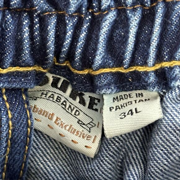 VTG Duke Haband Denim Jeans Pants Stretch Waist 90s Western Men 34L Blue Cowboy - Picture 6 of 9